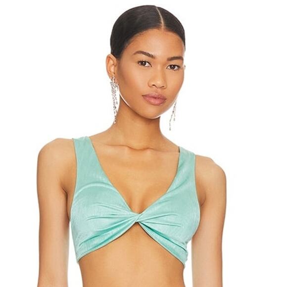 Superdown‎ Joana Twist Front Tank Top Teal Blue Sleeveless Bralette Sz XS - Picture 1 of 9